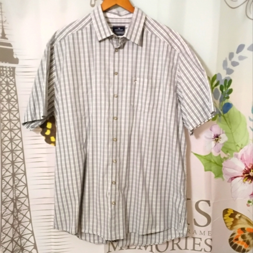 JUPITER Men's Short Sleeve Shirt Size XXL-45/46 STRIPED Beige 
